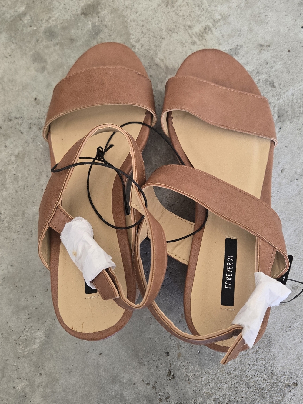 Forever 21 Rust-Tan Ankle Strap Flat Sandals